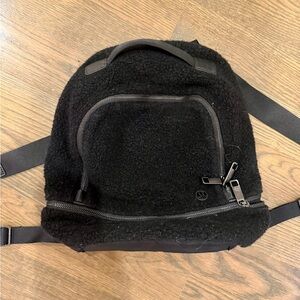 Lululemon Athletica Black Shearling Mini Backpack